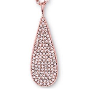 Ralph Lauren Rose Gold Tone CZ Teardrop Pendant 3 Strand Necklace